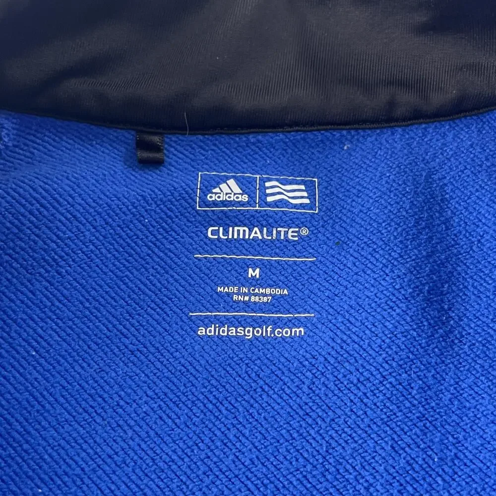 Adidas Golf Sweatshirt Mens Medium Blue Climalite 1/4 Zip Knit‎ Fleece ANGC 1987